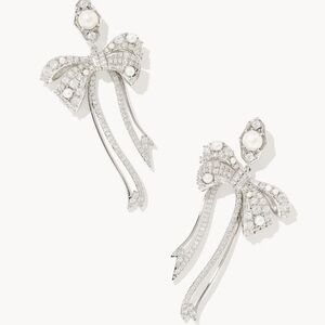 Kendra Scott silver bow statement earrings
